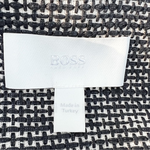 Hugo Boss Classic Leather Trimmed Tweed Collarless Jacket 12 - Picture 8 of 10